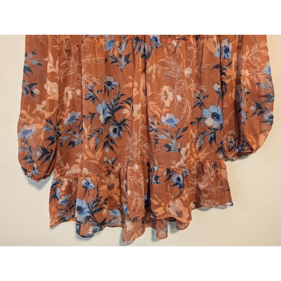 Nordstrom Women's Large Floral Puff Sleeve Multicolor V Neck Flare Dress NWOT - Picture 5 of 14